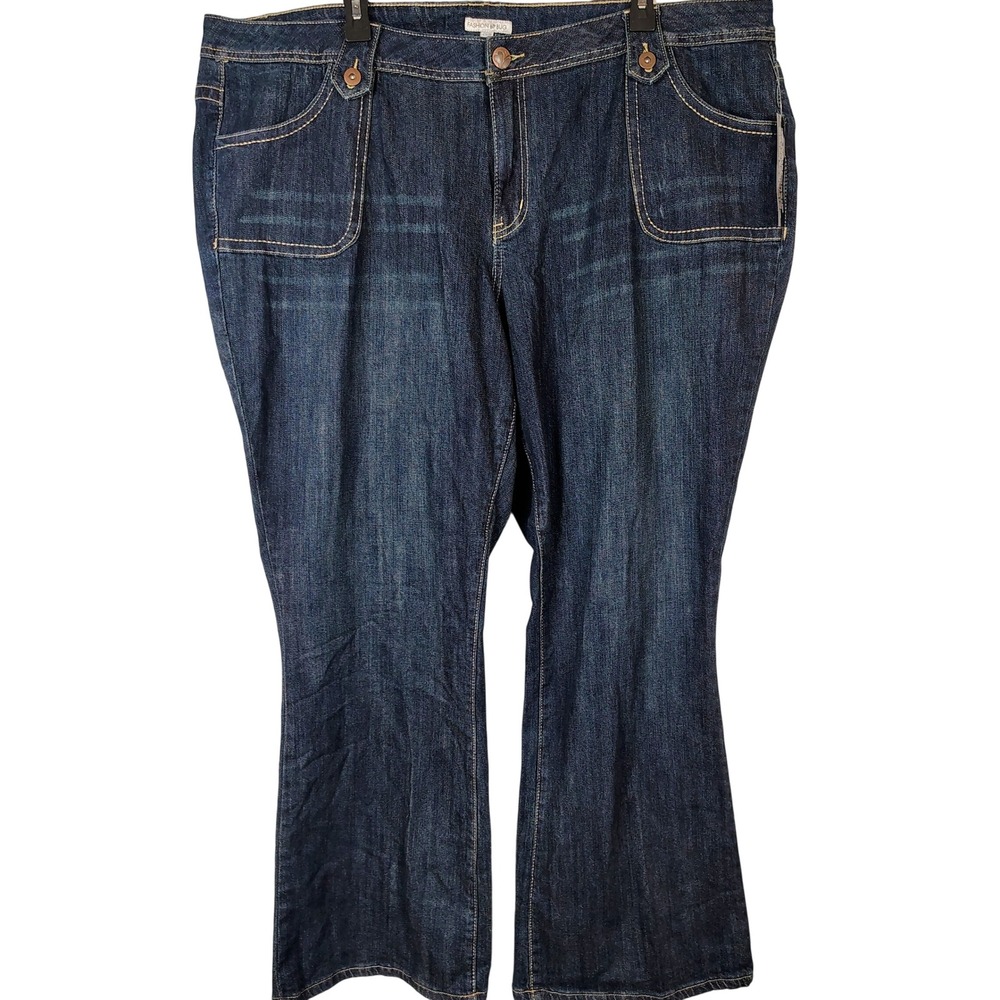 NWT Fashion Bug Womens 26W Wide Leg Jeans Blue Denim Y2K Utility Retro